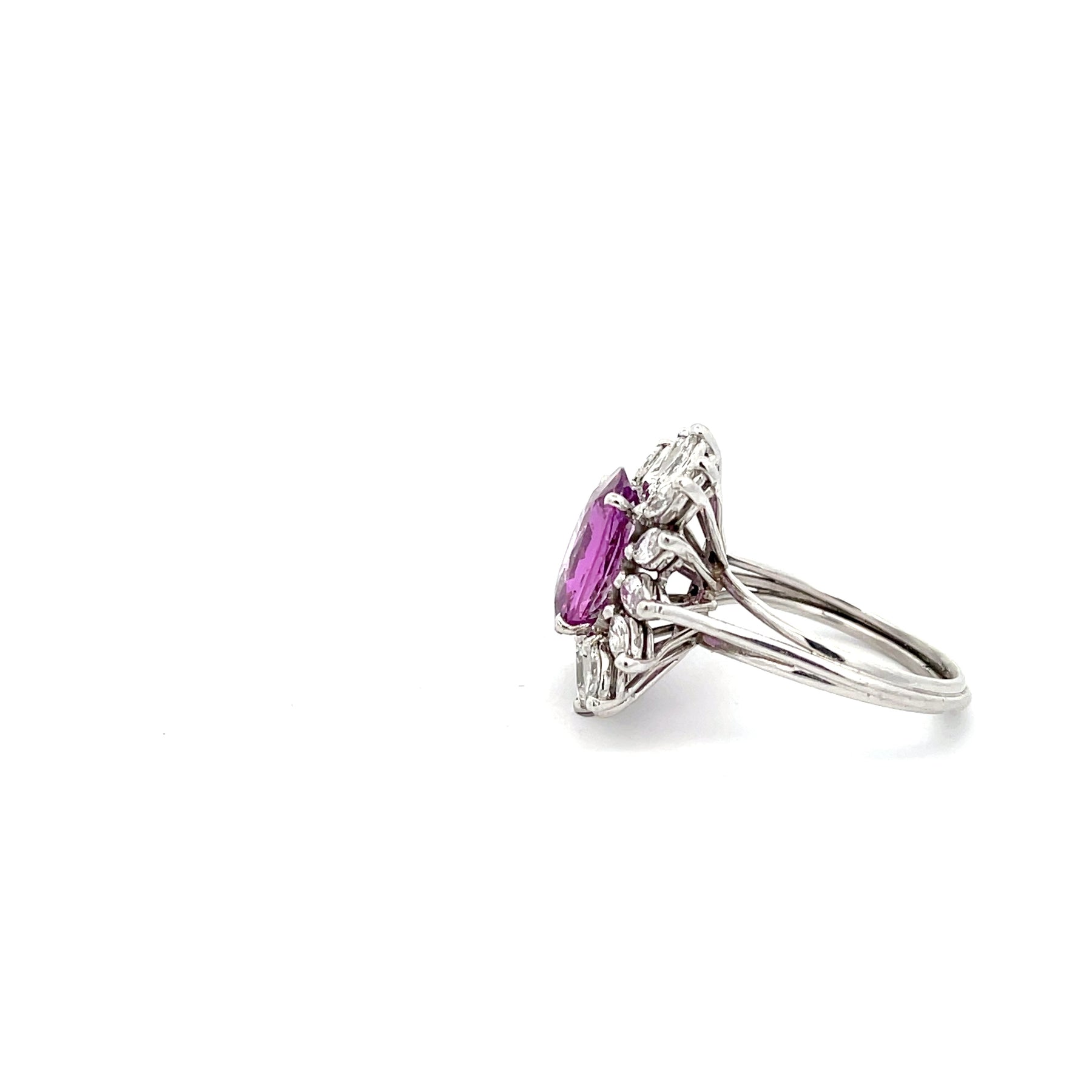 Sophisticated 4.12 CTW Pink Sapphire and Diamond Ring in Platinum